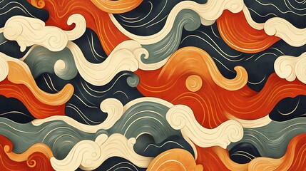 Fototapeta premium Abstract Waves Seamless Pattern.