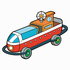 Naklejka premium car, cartoon, transport, vehicle, auto, illustration, vector, toy, driver, transportation, driving, red, automobile, truck, funny, drive, cars, travel, people, fun, road, green, speed