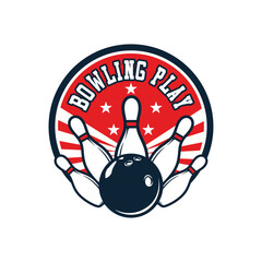 Bowling Championship Sport logo design vector
