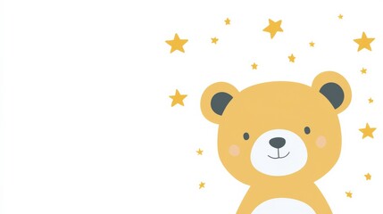 Cute Teddy Bear Illustration on White Background