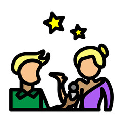 Celebrity Interview Vector Filled Icon Design