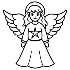 Fototapeta premium Cute Cartoon Angel with Wings and Star Design