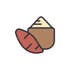 Cassava flour colored icons, minimalist vector illustration ,simple transparent graphic element .Isolated on white background