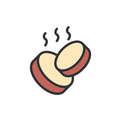 Cassava slice colored icons, minimalist vector illustration ,simple transparent graphic element .Isolated on white background