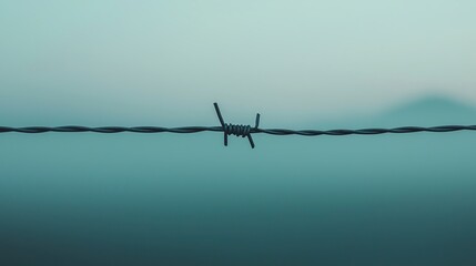 A close-up of barbed wire against a soft, blurred background, creating a sense of confinement and tranquility.