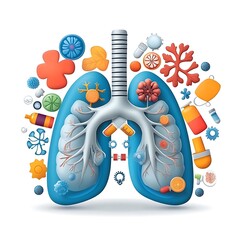 Cardiopulmonary therapy techniques for lung health medical illustration soft gradient clinical environment