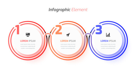 Business Infographic with Circle Label, Thin Line, Icon and 3 Number. Suitable for Process Diagram, Presentations, Workflow Layout, Banner, Flow Chart, Infographic.