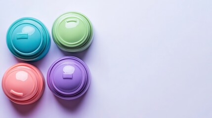 Colorful Emergency Call Buttons on Pastel Background