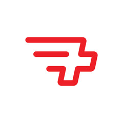 this image is a simple flat icon of a red cross in speedy dash style on a white background