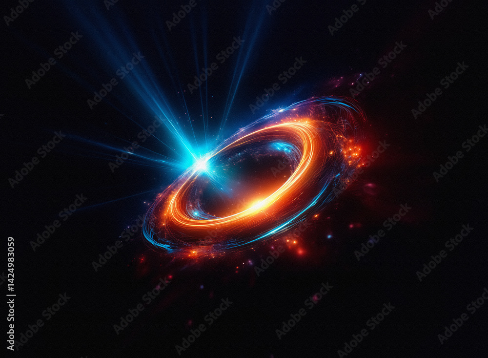 Aufkleber a cosmic display of energy showcases a bright ring, emitting brilliant light and color in a swirling