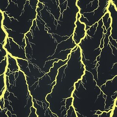 Illustration of Electric Lightning Storm with Glowing Yellow Light Bolts
