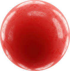 Shiny textured red sphere on transparent background
