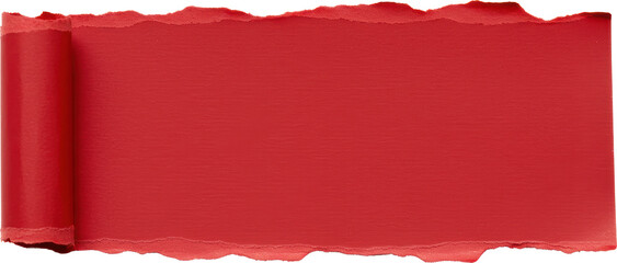 Red torn paper with curled edge