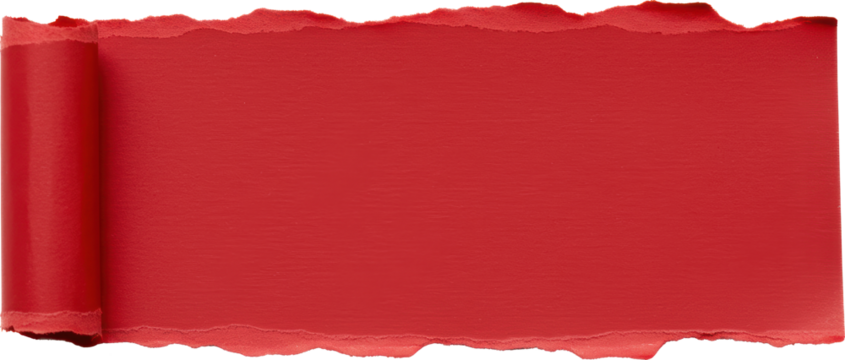 Red torn paper with curled edge