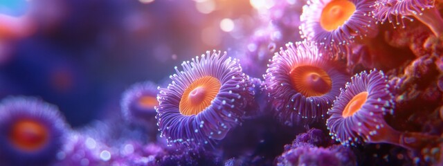 Fototapeta premium Vibrant Underwater Anemones in Aquarium