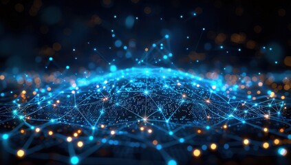 Obraz premium A blue and orange lighted pattern with many small dots