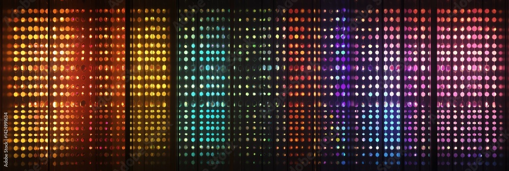 Poster colorful light display with circular pattern for background or design