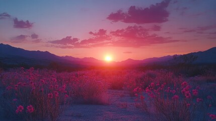 Sunset over a vibrant flower field (1)