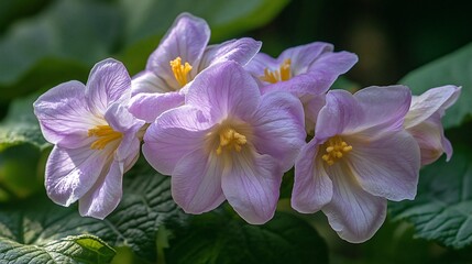 Obraz premium Blooming light purple flower cluster, sunny garden foliage, floral garden background