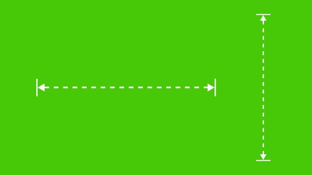 2D Measurement Arrows icon Animation with dotted lines on Green Screen Background | Vertical and Horizontal Scale Indicator Motion Graphics Clip for Dimension Indicators 