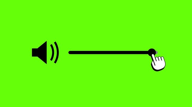 Volume Slider icon Interface Animation with Hand Interaction on Green Screen Minimal Sound Control Bar or icon with green or chroma key Background