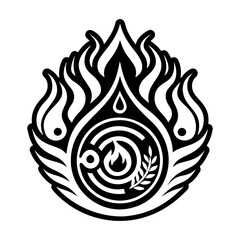 A glyph style icon of fire symbol tattoo