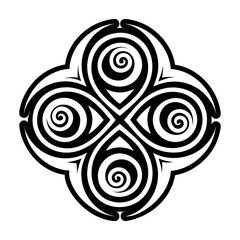 A filled style icon of four leaf tattoo