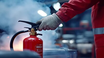 Activating a Fire Extinguisher: Safety Demonstration in Industrial Environment