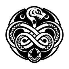 A solid style icon of serpent symbol