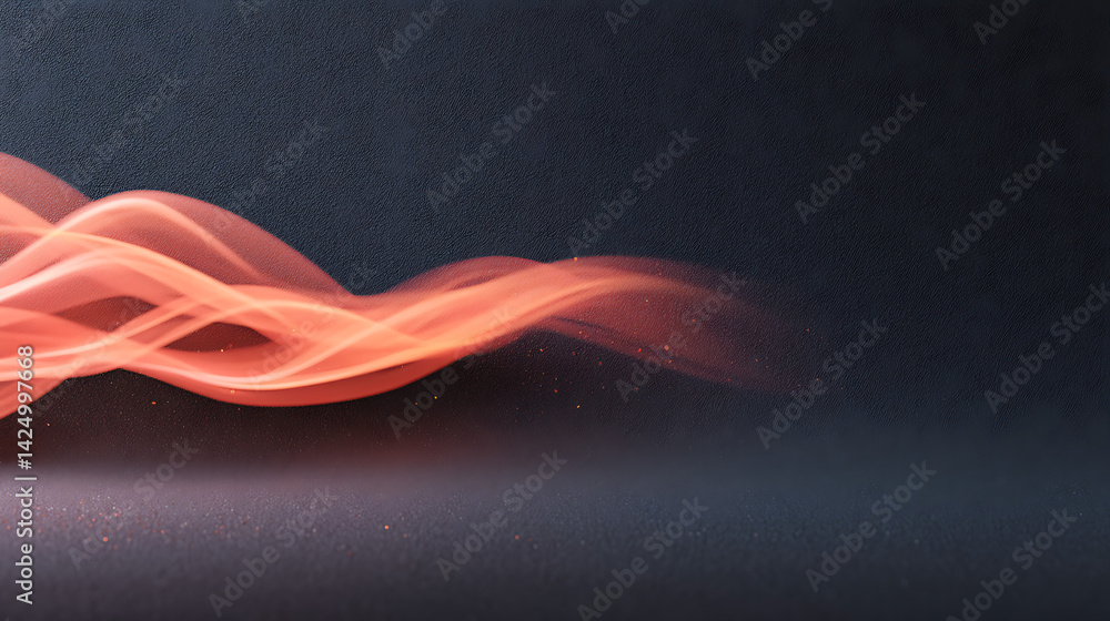 Aufkleber red glowing abstract color gradient wave shape on black grainy background copy space, minimal wide b