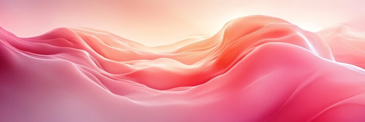 Abstract Pink Landscape with Soft Light and Gentle Flowing Waves