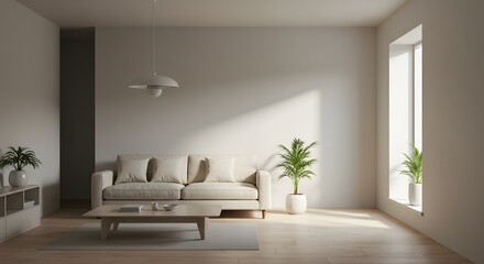 Fototapeta premium minimalist modern living room with sofa