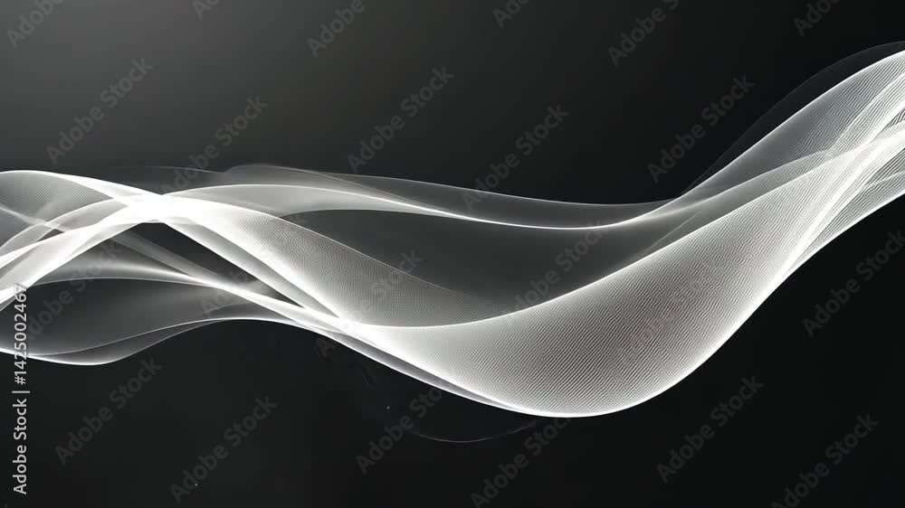 Poster elegant flowing abstract design translucent waves on dark background evoking tranquility and smooth 