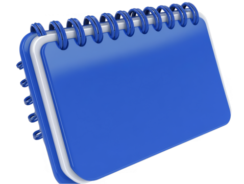 3D Illustration of a Blue Notebook with Spiral Binding on Transparent Background - Powered by Adobe