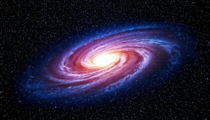 Obraz premium vivid spiral galaxy in deep space, showcasing detailed nebulae and star clusters, with colorful cosmic dust swirling around bright core