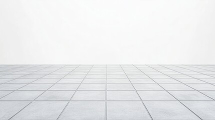 Fototapeta premium A minimalist view of a tiled surface with a seamless transition to a light, blank background, evoking a sense of openness and tranquility.