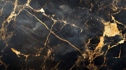 Fototapeta premium Close-up of black marble with gold veins.