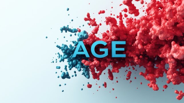 The word "AGE" with a DNA background symbolizes how strong genes contribute to longevity and good health. Science and research related to anti-aging and life extension.