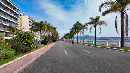  French Riviera. Promenade des Anglais in Nice, Provence-Alpes-Cote d'Azur, France 27 February 2025