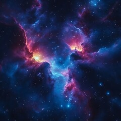 Fototapeta premium Vibrant nebula with blue and red hues, cosmic dust and stars