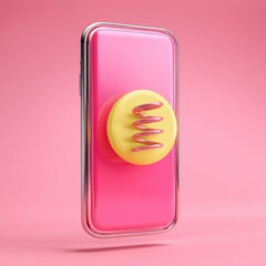 Bright and Playful Smartphone Design with Colorful Pop Socket on a Soft Pink Background for Modern Technology Aesthetic