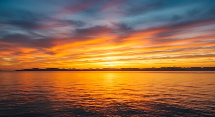 Fototapeta premium Dramatic Sunset Over Ocean with Horizon