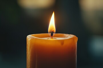 Warm glowing candle flame in a serene and peaceful atmosphere