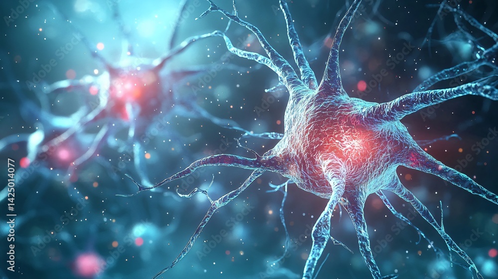 Aufkleber microscopic view of neuron cell network brain cell communication neural connections neuroscience