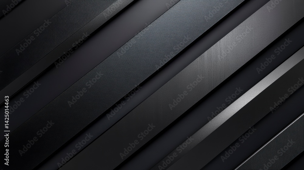 Poster abstract diagonal dark gray and black metallic stripes background texture.
