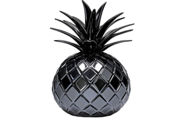 3D Silver Pineapple on Black Background Isolated Illustration