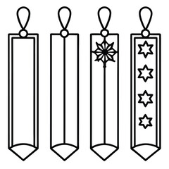 Four Simple Pencil Shaped Bookmarks with Festive Designs