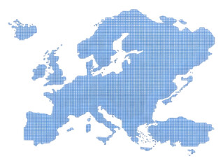 Obraz premium Abstract Map Illustration Of Europe With Blue And White Lines On Transparent Background