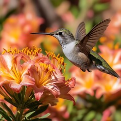 Naklejka premium Hummingbird in Flight, Nectar Feeding