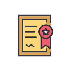 Certificate colored icons, minimalist vector illustration ,simple transparent graphic element .Isolated on white background